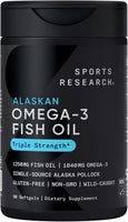 Sports Research® Omega-3 Fish Oil 1250 - Triple Strength Fish Oil Supplement from Wild Alaska Pollock - MSC Certified Sustainable · Non-GMO · Soy Free - 90 Softgel Capsules