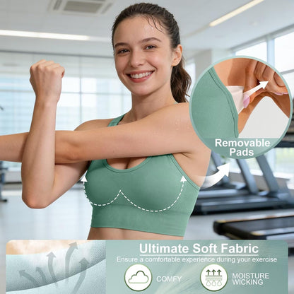 Adjustable Sports Bras for Women: 3 Pack High Support Padded Racerback Sport for Large Bust Workout Running Gym