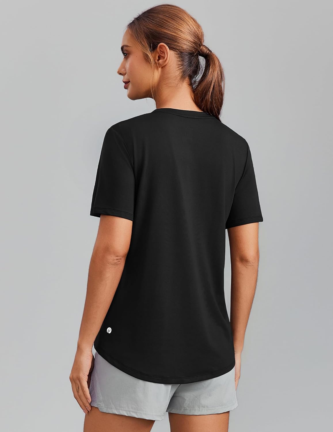 PINSPARK Soft Workout Tops for Women Short Sleeve V Neck Moisture Wicking UPF 50+ Sun Protection Quick Dry Gym Shirts
