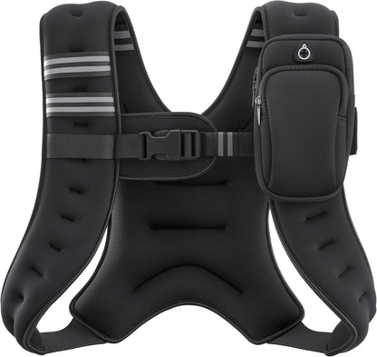 ZELUS Weighted Vest, 6lb/8lb/12lb/16lb/20lb/25lb/30lb Weight Vest with Reflective Stripe for Workout, Strength Training, Running, Fitness, Muscle Building, Weight Loss, Weightlifting