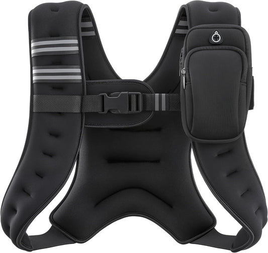 ZELUS Weighted Vest, 6lb/8lb/12lb/16lb/20lb/25lb/30lb Weight Vest with Reflective Stripe for Workout, Strength Training, Running, Fitness, Muscle Building, Weight Loss, Weightlifting